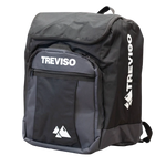 Treviso Ranger Mid Boot Bag 2024 - A black boot bag with a zippered front pocket and two adjustable shoulder straps, featuring the brand's logo in white on the side.