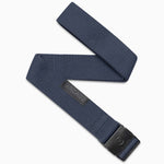 Arcade Ranger Youth Belt 2024 - A dark gray belt with a black buckle, laid flat on a light gray background.