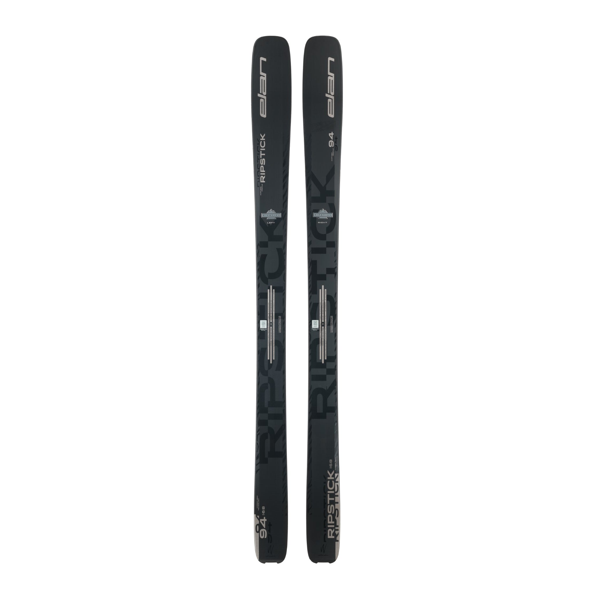 Elan Women's Ripstick 94 Black Edition - A black ski with a white logo and silver hardware.