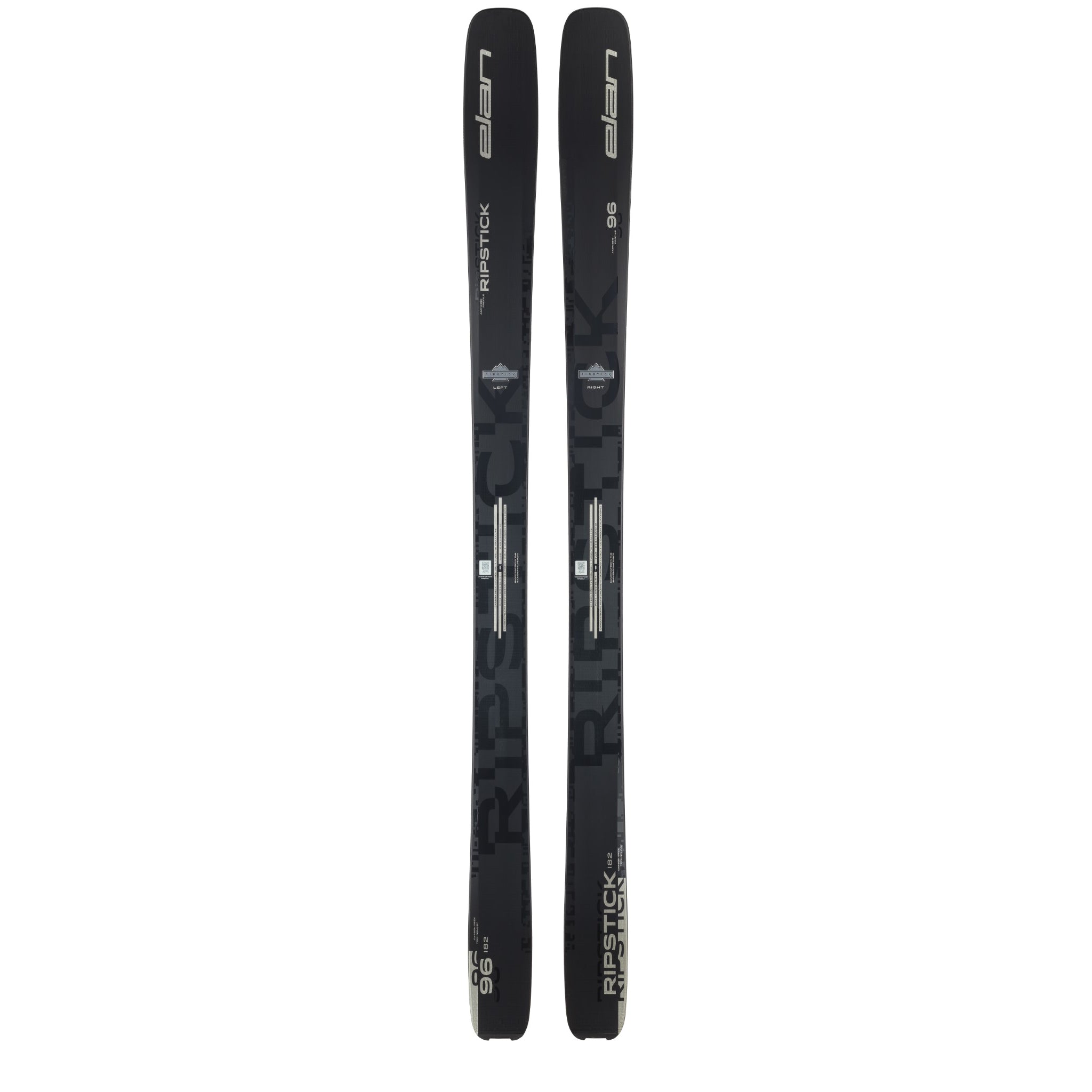 Elan Ripstick 96 Black Edition Skis 2026 - A pair of black skis with white lettering and logos, featuring a sleek design.