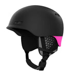 Anon Rodan Helmet 2025 - Matte black helmet with a pink visor and white logo on the side.