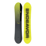 Endeavor Rover QSL Snowboard 2025 - A black snowboard with a yellow gradient at the top and a small logo in the center.