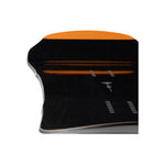Arbor Single Camber Snowboard 2025 - A black snowboard with a subtle white pattern and an orange stripe along the top edge.