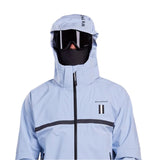 Whitespace 3L Performance Snowboard Jacket 2024 - A light blue snowboard jacket with a black zipper and logo on the chest.