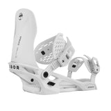 Arbor Spruce Snowboard Binding 2025 - White snowboard bindings with black buckles and straps.