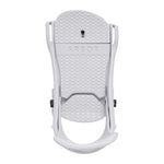 Arbor Spruce Snowboard Binding - A white snowboard binding with a checkered pattern on top and black screws.