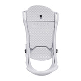 Arbor Spruce Snowboard Binding - A white snowboard binding with a checkered pattern on top and black screws.