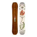 Arbor Women's Swoon Camber Snowboard 2025 - A snowboard with a brown wood grain pattern on its top surface.