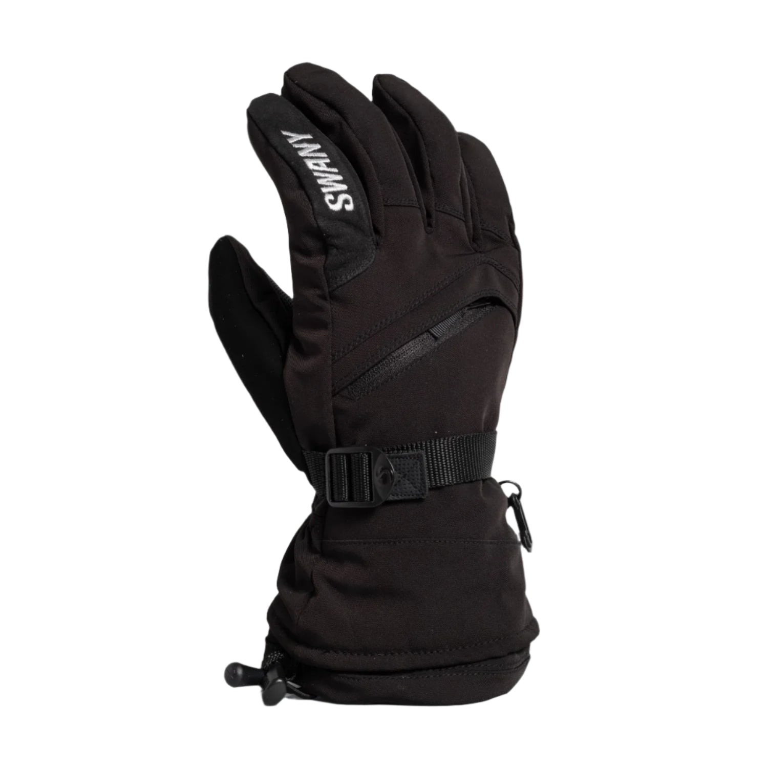 Swany Women's X-Over Glove - A black glove with a white logo on the wrist and a strap closure.