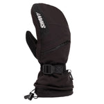 Swany X-Over Mitt 2025 - A black mitt with a zippered pocket on the back and a strap that wraps around the wrist for secure closure.