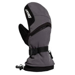 Swany X-Over Mitt 2025 - A gray mitt with a black strap and white lettering on the back of the hand.