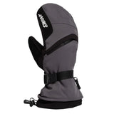 Swany X-Over Mitt 2025 - A gray mitt with a black strap and white lettering on the back of the hand.