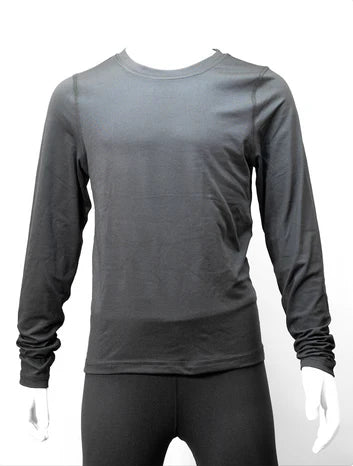 Treviso Juniors Tek Poly Base Layer 2022 - Top - The top is dark gray with a subtle grid pattern and a crew neck.