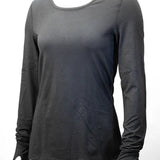 Treviso Women's Tek Poly Base Layer 2022 - Top - The top is dark gray with a round neckline and long sleeves.