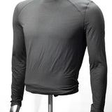 Treviso Tek Poly Base Layer 2022 - Top - A dark grey top with a crew neck and long sleeves, featuring a subtle sheen to the fabric.
