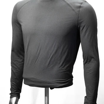 Treviso Tek Poly Base Layer 2022 - Top - A dark grey top with a crew neck and long sleeves, featuring a subtle sheen to the fabric.