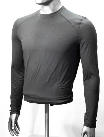Treviso Tek Poly Base Layer 2022 - Top - A dark grey top with a crew neck and long sleeves, featuring a subtle sheen to the fabric.