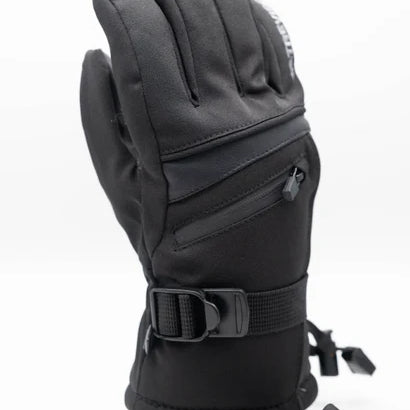 Treviso Blaze Gloves 2020 - A pair of black gloves with a white logo on the wrist and a zippered pocket on the back.