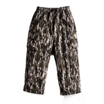 Camouflage cargo shell pants, back view with elastic waist and rear pockets