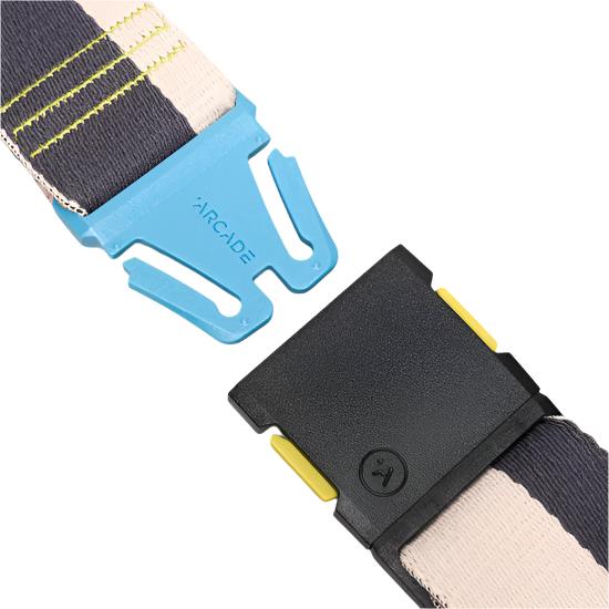 Arcade Sierra Belt 2025 - A black belt with yellow stitching on a white background.