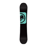 Never Summer Snowtrooper Snowboard 2025 - A black snowboard with a light blue logo featuring an eagle's head in profile, facing left.
