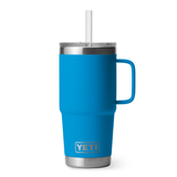 Yeti Rambler 25 oz. Straw Mug - A stainless steel tumbler with a straw and lid, featuring a brushed finish.