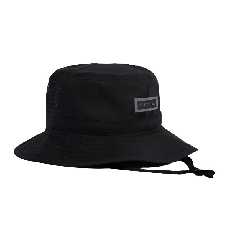 SPACKLER BOONIE HAT 2023 - A black hat with a wide brim and adjustable strap at the back.
