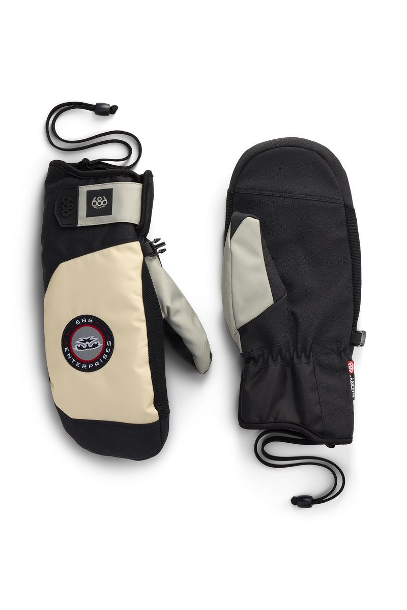 686 Primer mitts, black with light beige panels and round logo patch