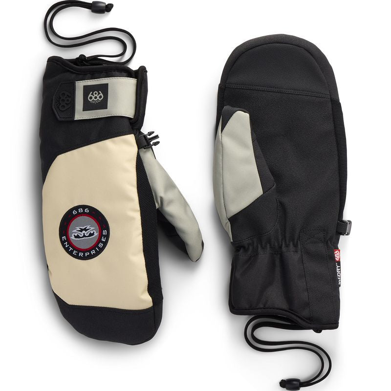 686 Primer mitts, black with light beige panels and round logo patch