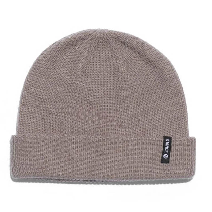 Stance Icon 2 Beanie 2024 - A light gray beanie with a small black tag on the front that says "STANCE" in white letters.