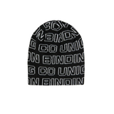 Union Team Cuffless Beanie 2026 - Black beanie with white geometric pattern and repeating "UNION" logo.