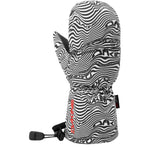 Dakine Toddler Scrambler Mitt 2025 - A black and white mitt with a wavy line pattern, featuring a red logo on the side.