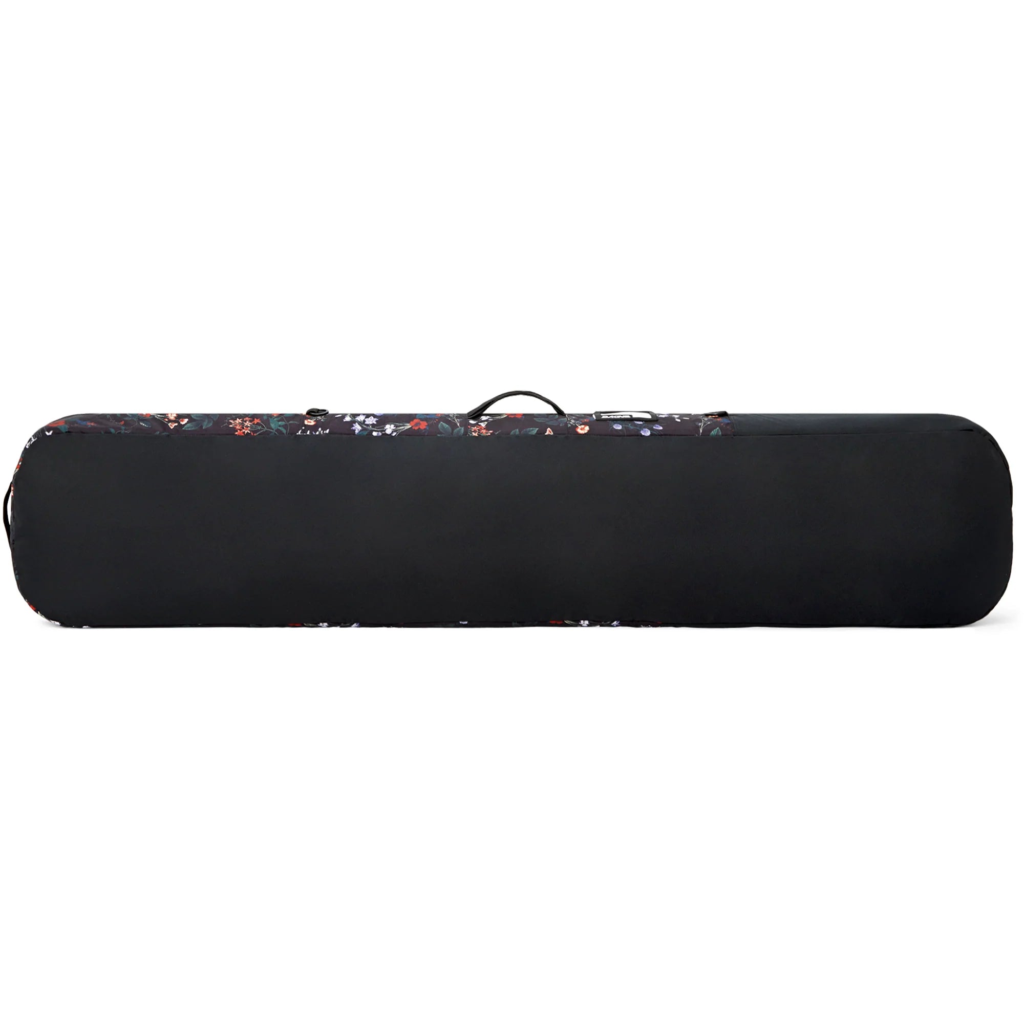 Dakine Tour Snowboard Bag - A black snowboard bag with a floral pattern on top and a handle at the top center.