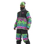 Airblaster Trenchover Half Zip Shell Jacket 2025 - A black jacket with a zipper and a pink logo on the chest.