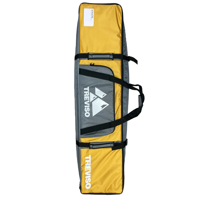 Treviso Trident Snowboard Bag 2023 - Yellow snowboard bag with black trim and straps, featuring a white logo on the front.