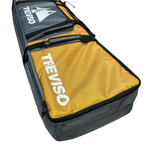 Treviso Trident Snowboard Bag 2023 - A black snowboard bag with a white logo on top and a zippered front pocket.