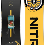 Nitro snowboard with black and yellow design on a white background