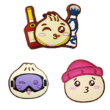 StompCharms Lover Baos Trio Mini Stomp Pad 2025 - A trio of mini stomp pads in a red, yellow, and blue color scheme.