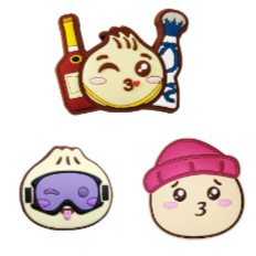 StompCharms Lover Baos Trio Mini Stomp Pad 2025 - A trio of mini stomp pads in a red, yellow, and blue color scheme.