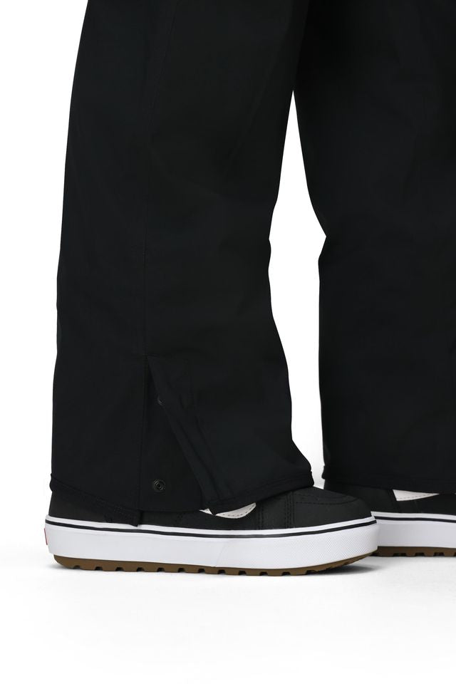 Black cargo pants with cuffed hem and deep side pocket opening detail
