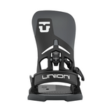 Union Atlas Step On Snowboard Binding - A black snowboard binding with a white logo on top and a gray textured footbed.