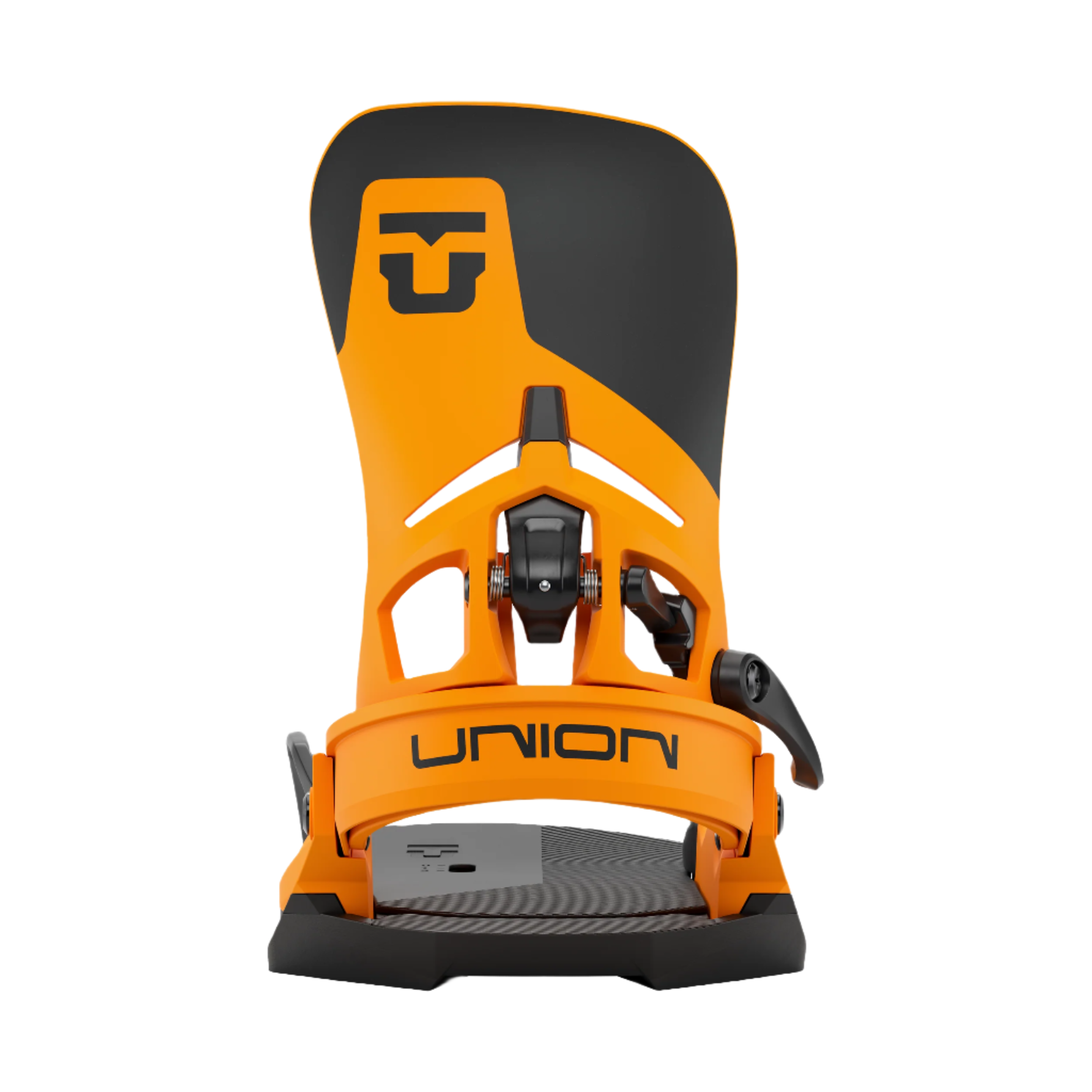 Union Atlas Step On Snowboard Binding - A snowboard binding with a black strap and silver buckle, featuring a gray logo on top.
