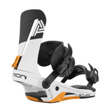 Union Atlas Snowboard Binding - A black snowboard binding with a white logo on top and silver screws.
