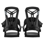 Union Flite Snowboard Binding - Black snowboard bindings with a sleek, modern design and silver accents on the straps.