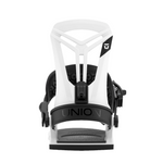 Union Flite Snowboard Binding - White snowboard bindings with black buckles and straps.