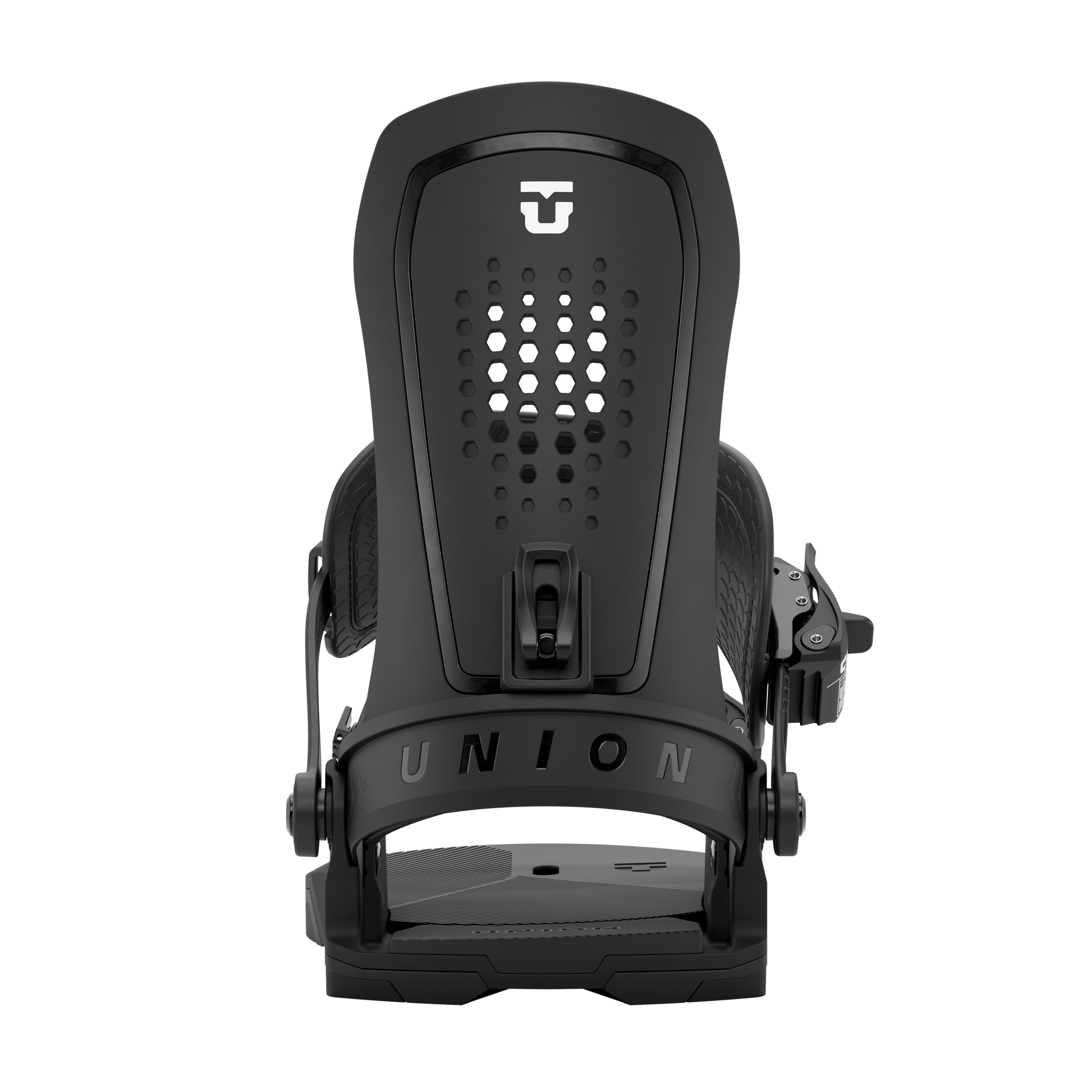 Union Force Snowboard Binding - Black snowboard bindings with silver screws and buckles.
