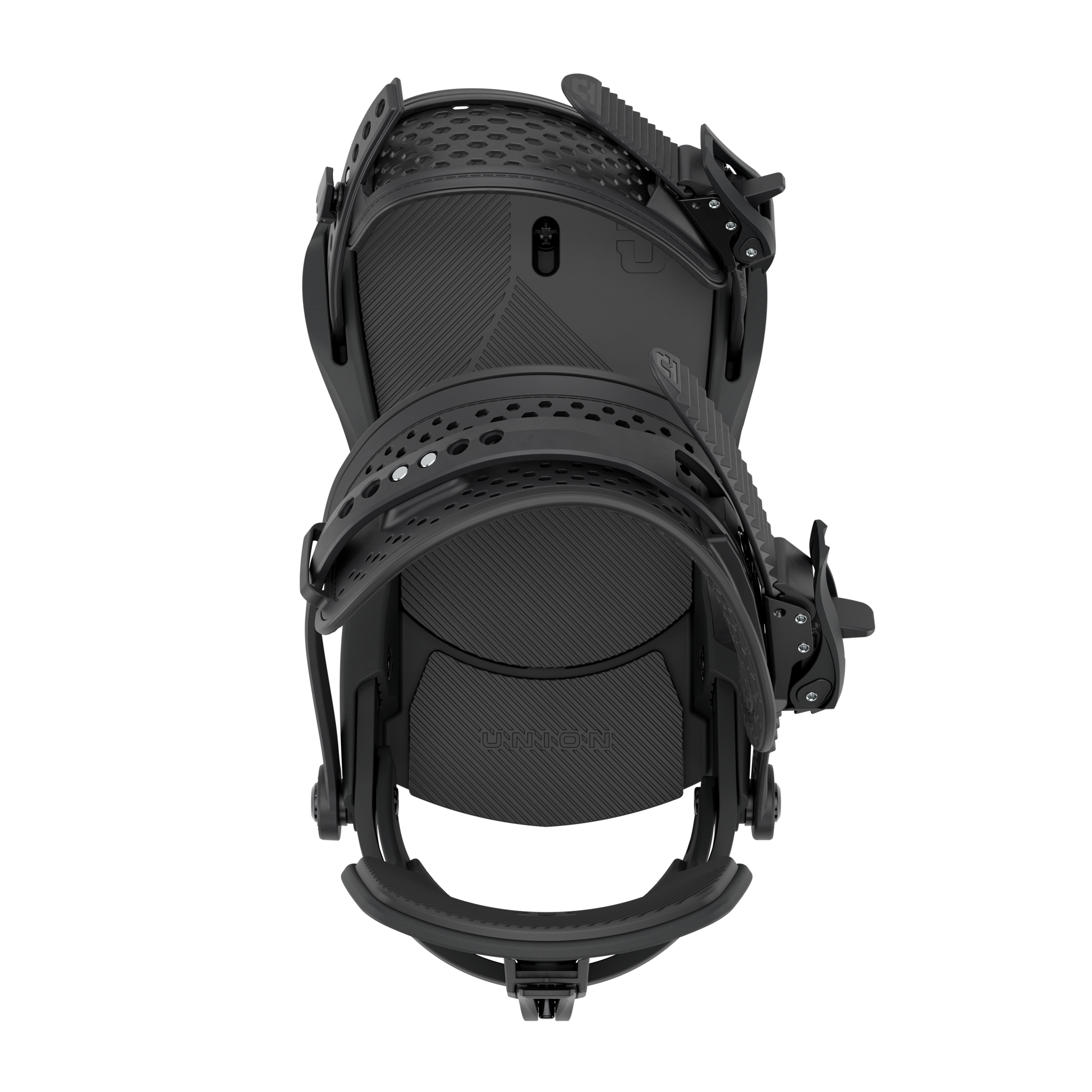 Union Force Snowboard Binding - Black snowboard bindings with silver screws and buckles.