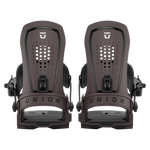 Union Force Snowboard Binding - A pair of snowboard bindings with a sleek, modern design and silver buckles.