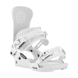 Union Force Classic Snowboard Bindings - White snowboard bindings with black buckles and straps.