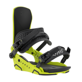 Union Force - A black snowboard binding with a neon green baseplate and straps.